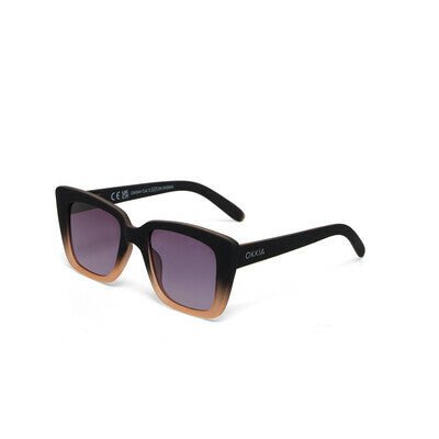 Óculos de sol GRINE OKKIA ELBA com armação em acetato black shaded rose e lentes pretas degradé polarizadas.
