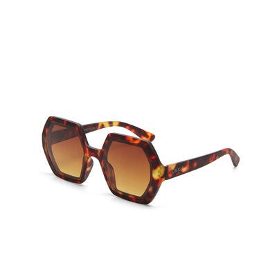 Óculos de sol GRINE OKKIA EMMA com armação em acetato padrão tartaruga Classic Havana e lentes castanhas degradé.