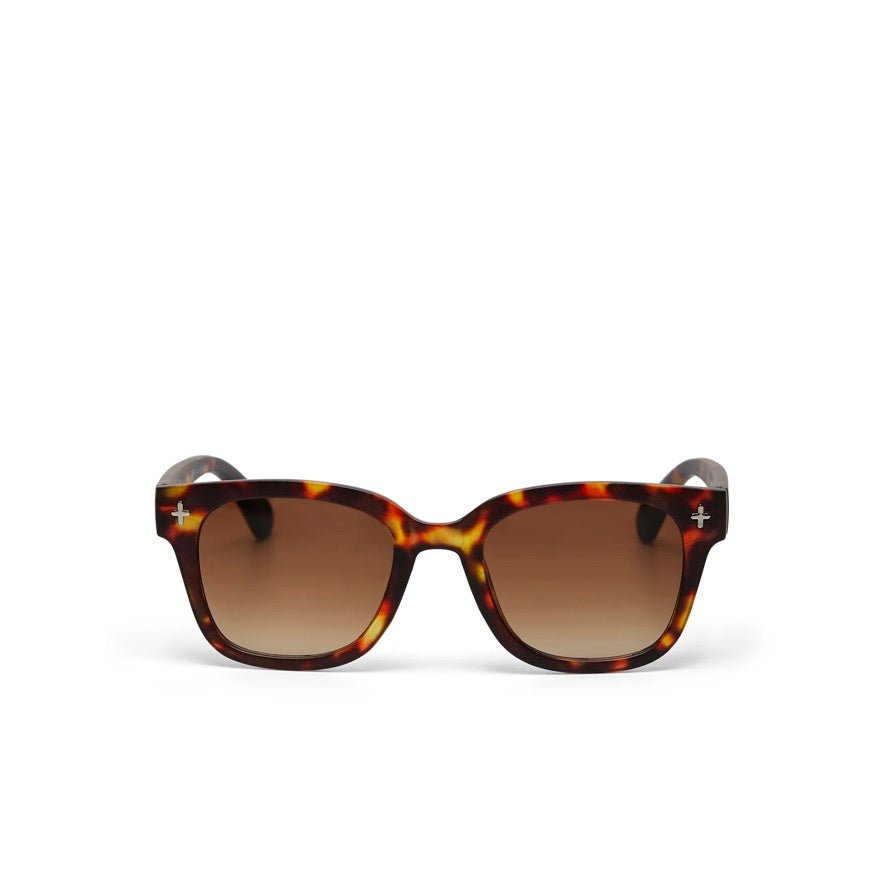 Óculos de sol GRINE OKKIA Giovanni com armação tartaruga e lentes castanhas polarizadas de estilo moderno.