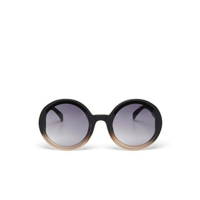 Óculos de sol GRINE OKKIA Monica com armação redonda preta e lentes degradé em acetato premium com proteção UV400