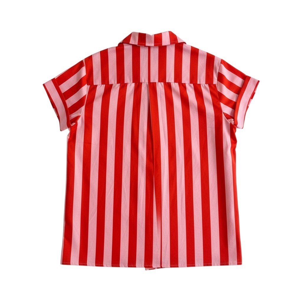 Camisa de Algodão Riscas Rosa - GRINE