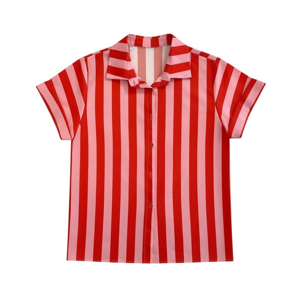 Camisa de Algodão Riscas Rosa - GRINE
