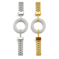 Pulseira Circle GRINE em aço inoxidável prateado e dourado com pendente circular cravejado de strass brilhantes