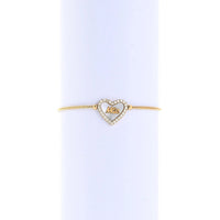 Pulseira GRINE ajustável em aço inoxidável dourado com pingente de coração em madrepérola e a palavra Mãe gravada
