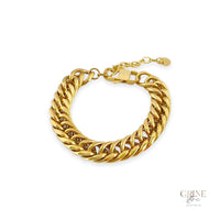 Pulseira GRINE de corrente grossa em aço inoxidável dourado com fecho ajustável