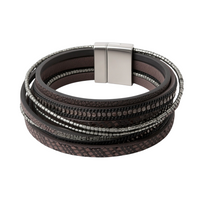 Pulseira Grizzly da GRINE com duas voltas em tons castanhos, detalhes metálicos e fecho magnético hipoalergénico.