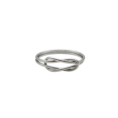 Pulseira Infinity GRINE prateada flexível feita à mão com conector de cobre e design de nó infinito