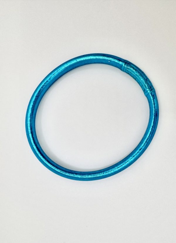 Pulseira GRINE lisa em azul brilhante com folha de ouro no interior, amuleto budista flexível e impermeável