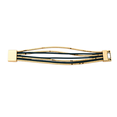 Pulseira Phuket GRINE em pele verde escuro com contas de cobre e fecho magnético hipoalergénico