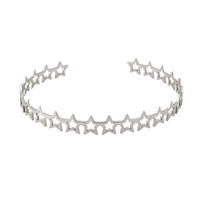 Pulseira GRINE Stars em aço inoxidável prateado com design de estrelas vazadas e formato ajustável