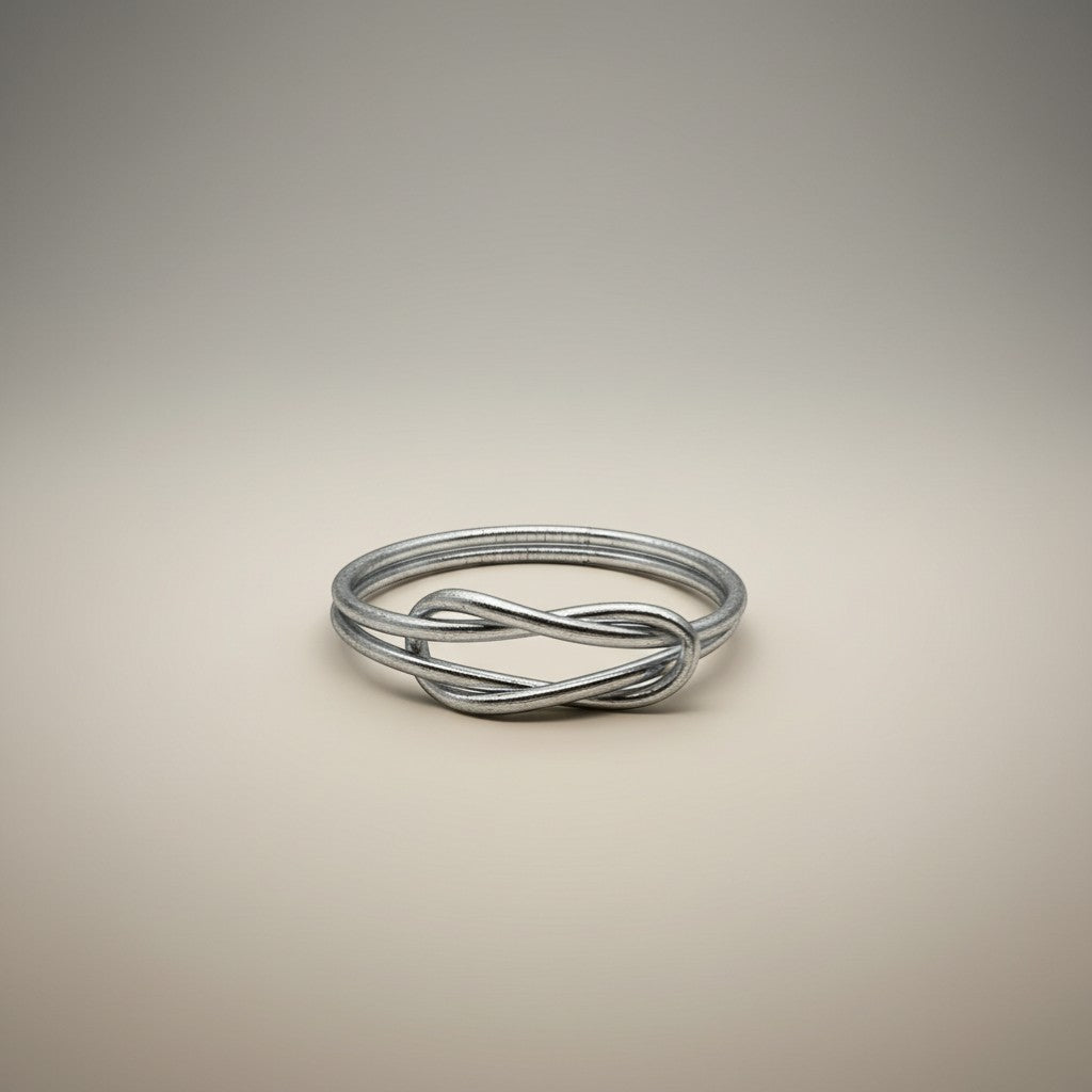 GRINE silver infinity knot bracelet, flexible, waterproof, made with gold leaf and plastic.