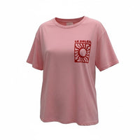 GRINE T-Shirt Le Soleil rosa em algodão com estampa gráfica de sol e texto "LE SOLEIL" no peito.