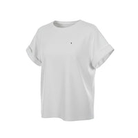 GRINE T-Shirt Lemon branca de algodão com elastano, gola redonda e manga curta com dobra. Estampa gráfica nas costas.
