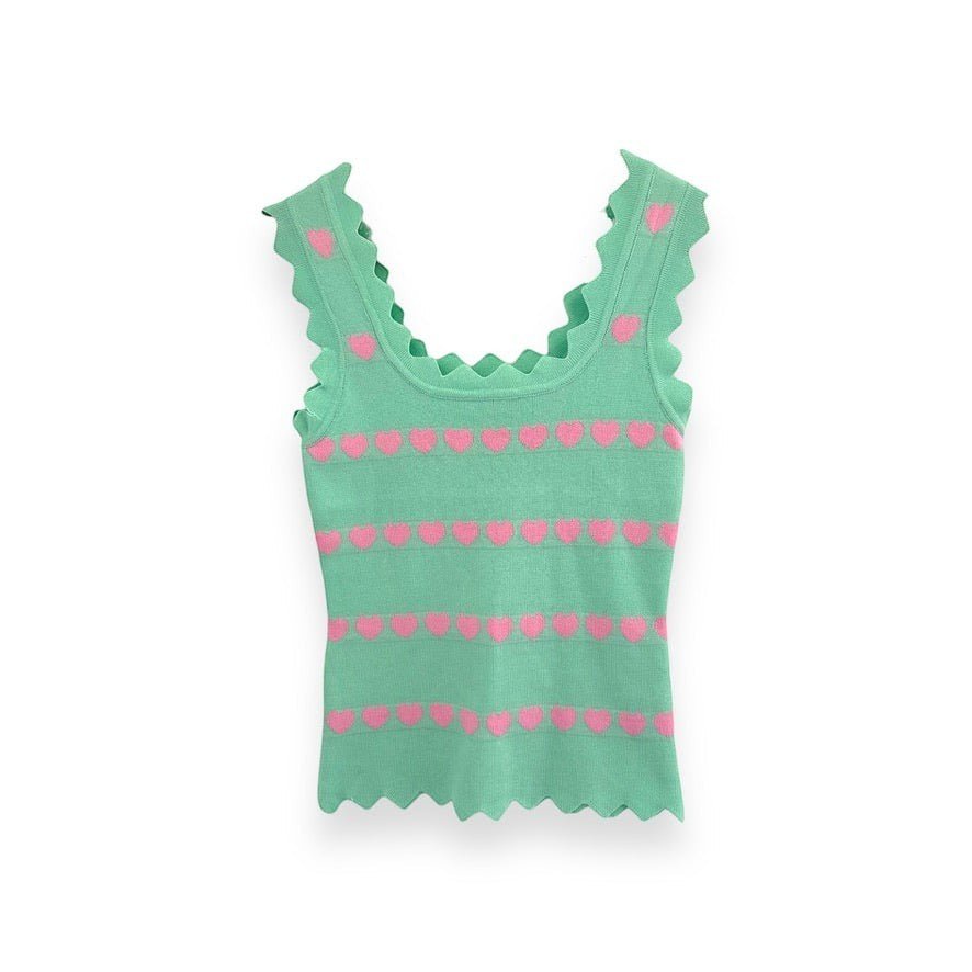 Top Verde Menta com Corações Rosa - GRINE