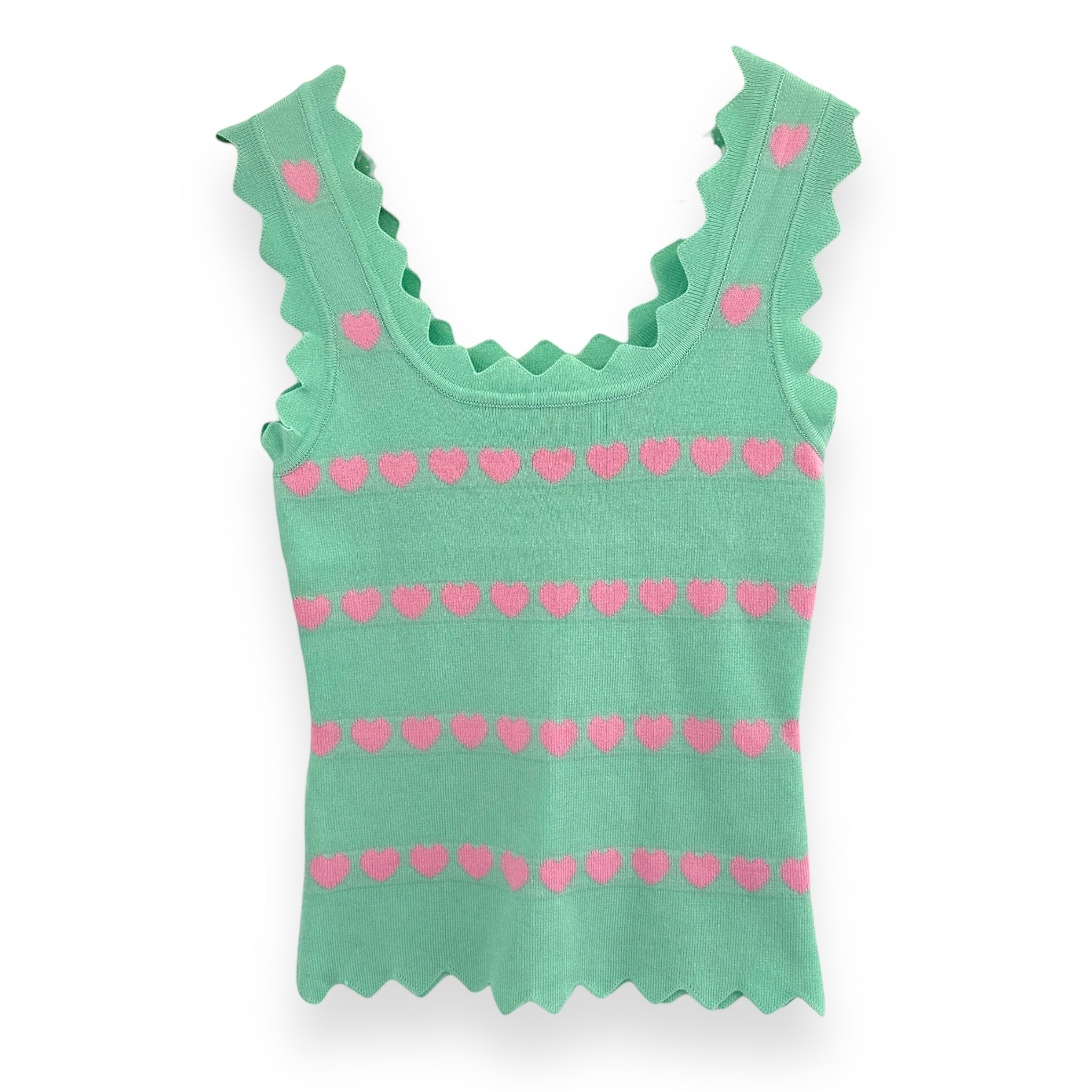 Top Verde Menta com Corações Rosa - GRINE