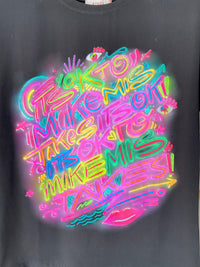 GRINE T-shirt preta de algodão com estampado grafiti neon "It's ok to make mistakes".