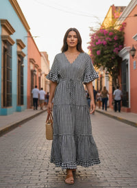 Vestido Comprido Vichy Élise - GRINE