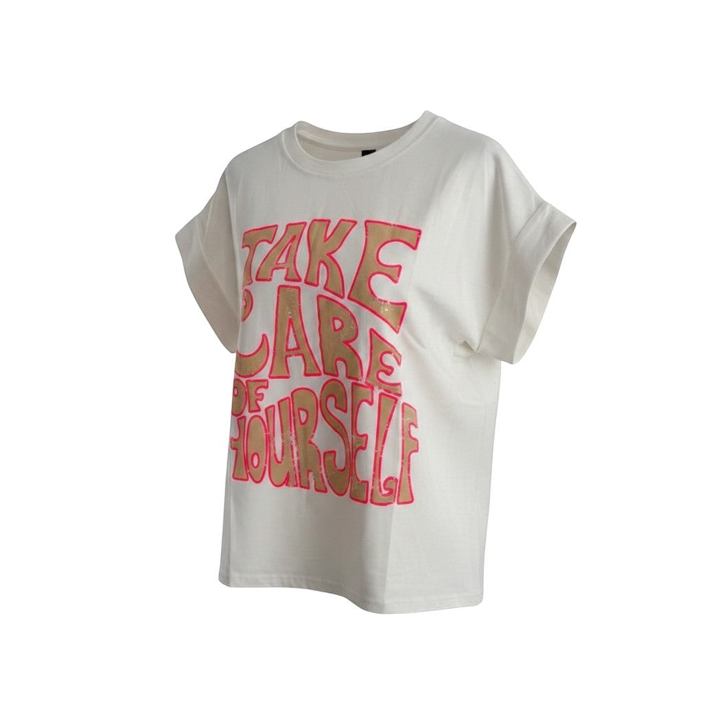GRINE white cotton elastane t-shirt with
