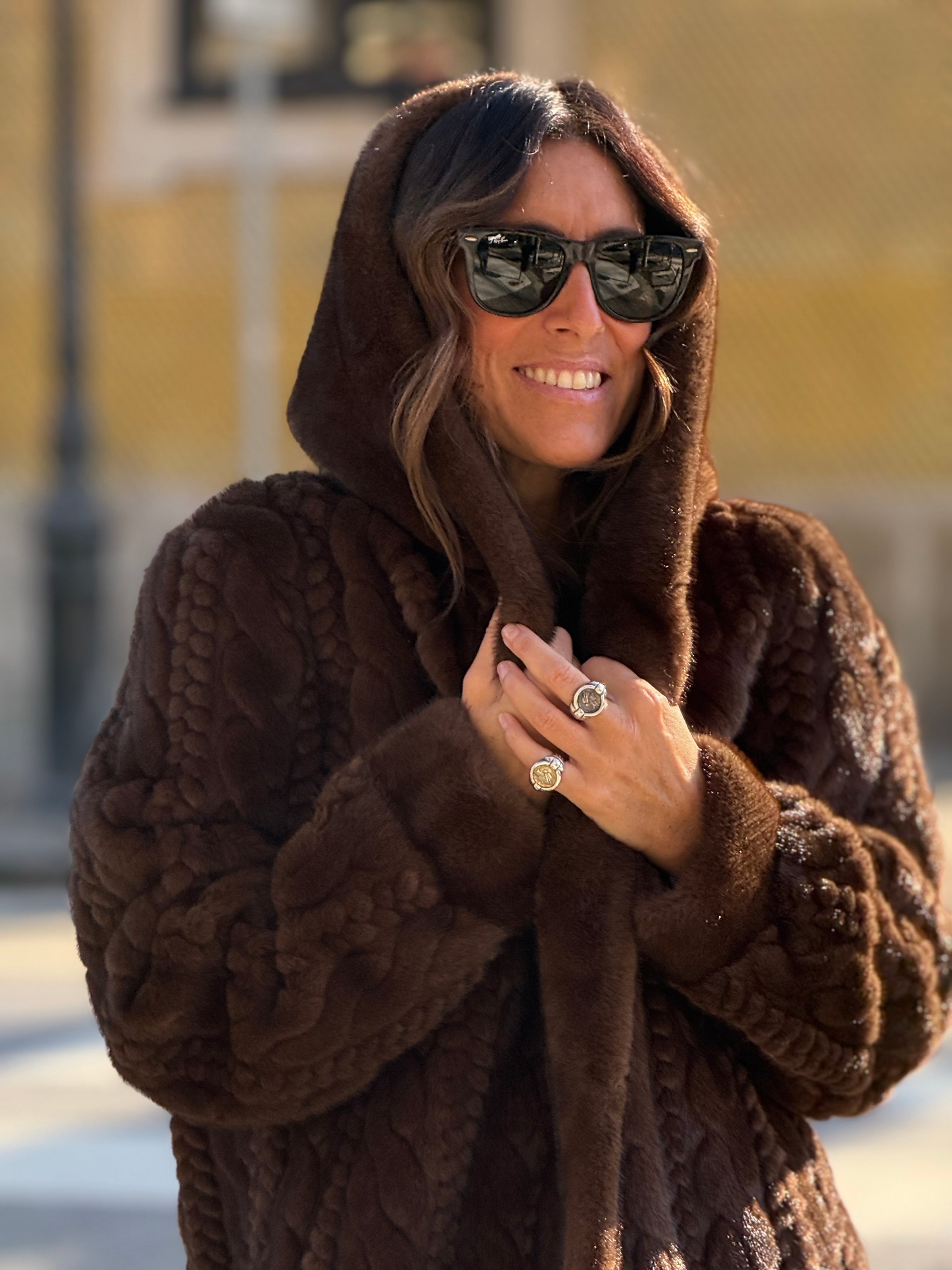 Casaco comprido de Pêlo Castanho | Astrid