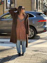 Casaco comprido de Pêlo Castanho | Astrid