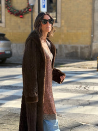 Casaco comprido de Pêlo Castanho | Astrid