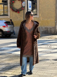 Casaco comprido de Pêlo Castanho | Astrid