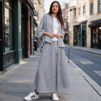 Camisa Larga com Riscas | Luz