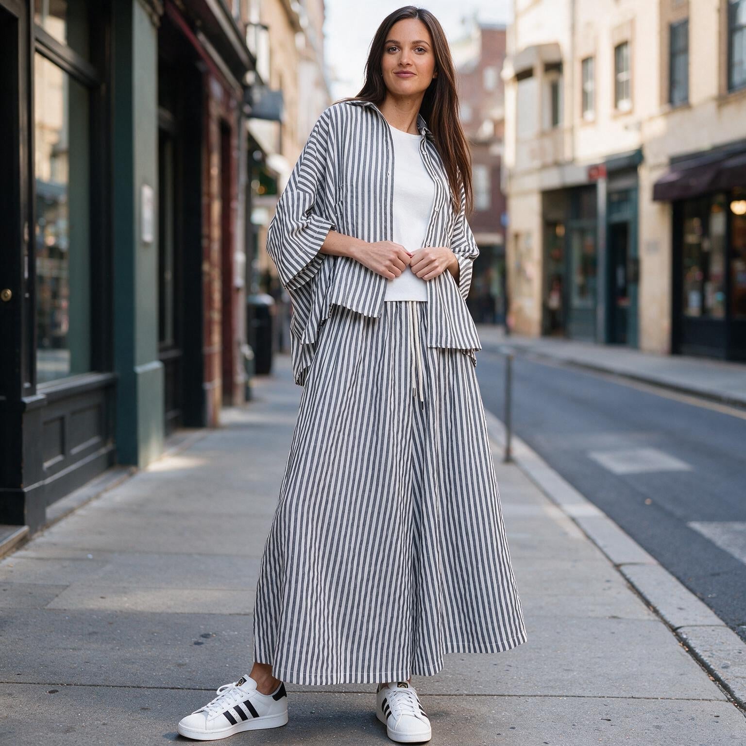 Camisa Larga com Riscas | Luz