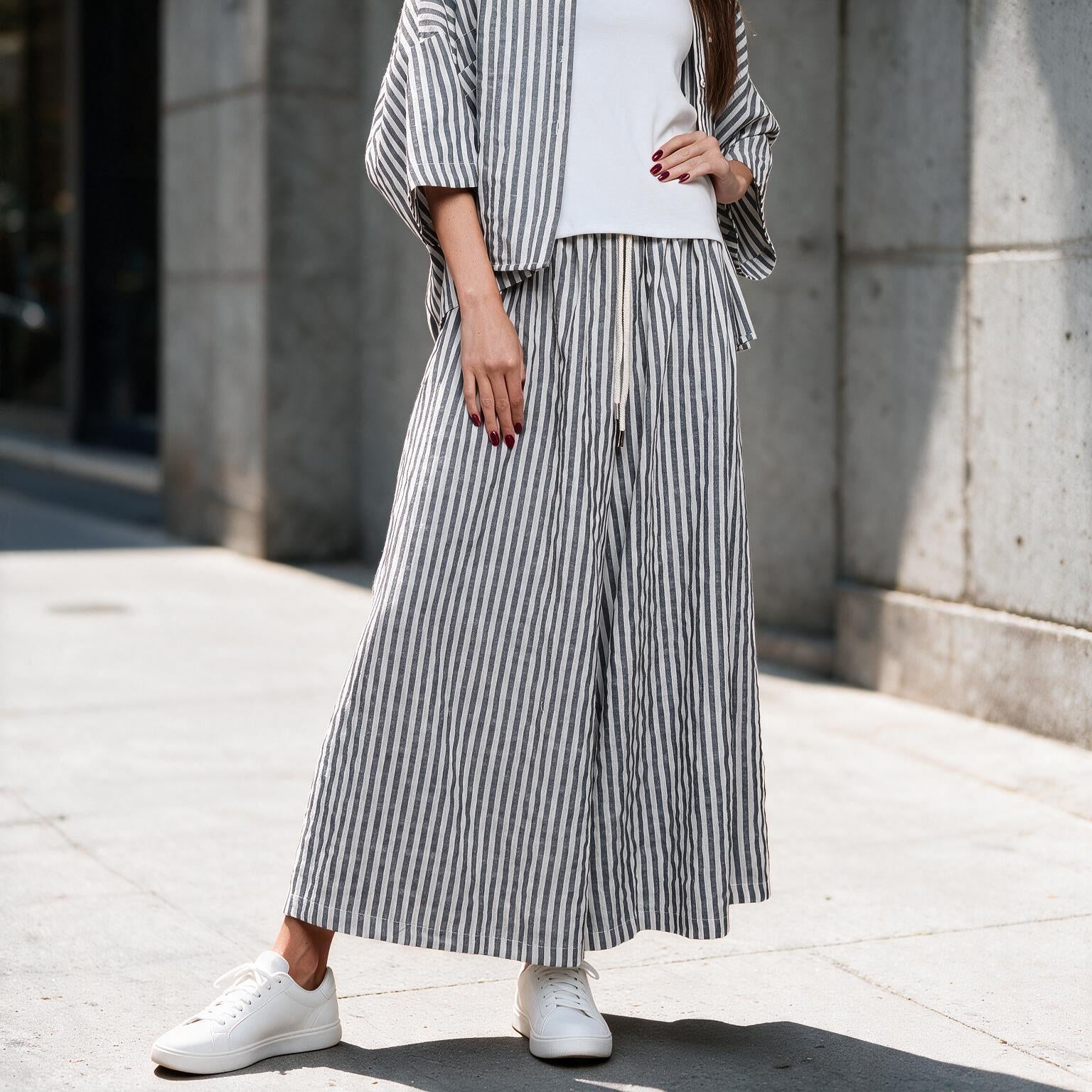 Camisa Larga com Riscas | Luz