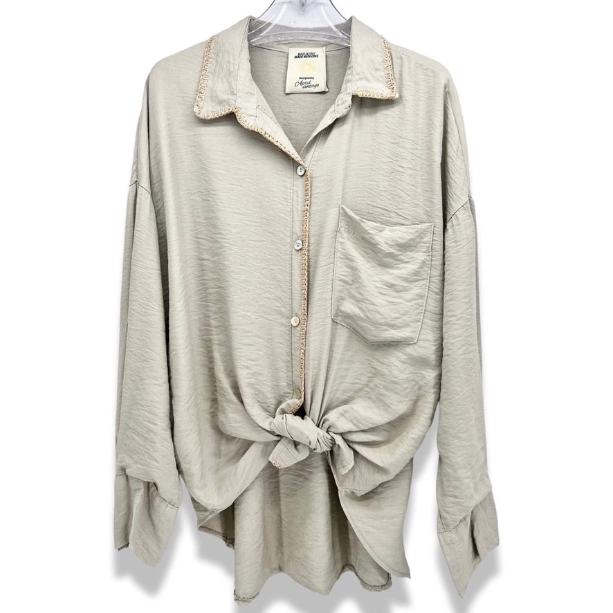 Camisa com detalhes dourados (Beige) | Eno