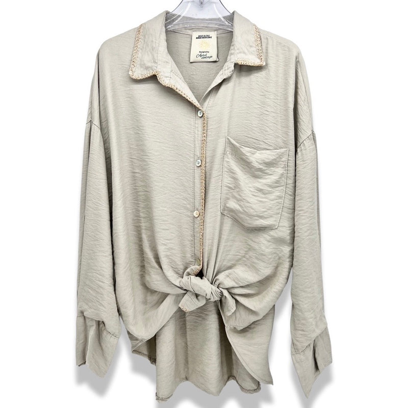Camisa com detalhes dourados (Beige) | Eno