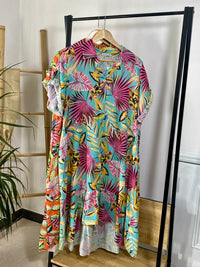 Vestido Midi Linho/Algodão | Turquesa