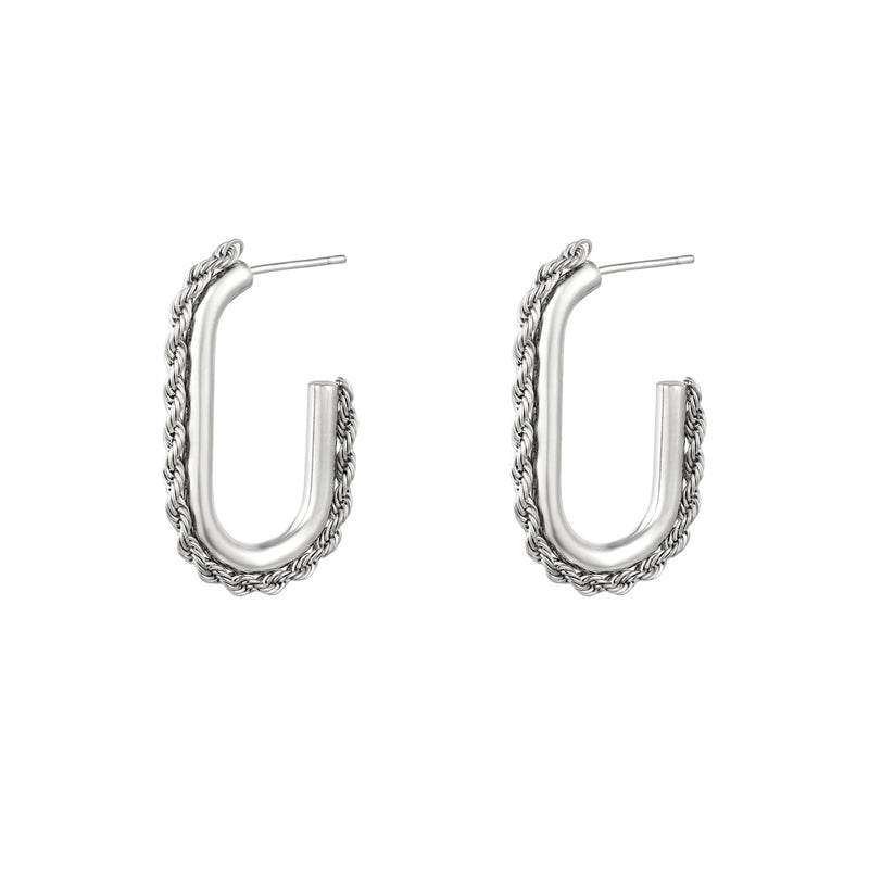 Oval "Twist" earrings in stainless steel