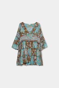 Vestido Boho Curto (Turquesa) | Hazel