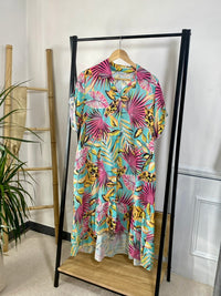 Vestido Midi Linho/Algodão | Turquesa