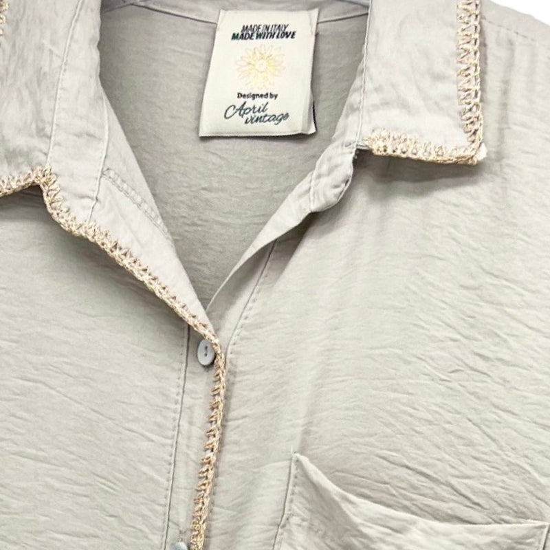 Camisa com detalhes dourados (Beige) | Eno