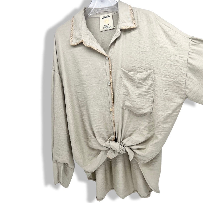 Camisa com detalhes dourados (Beige) | Eno