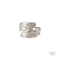 Anel Leaf de Aço Inoxidável - Grine Store | Bijuterias