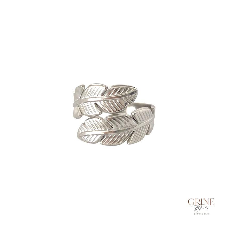 Anel Leaf de Aço Inoxidável - Grine Store | Bijuterias