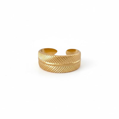 Anel Leaf II de Aço Inoxidável - Grine Store | Bijuterias