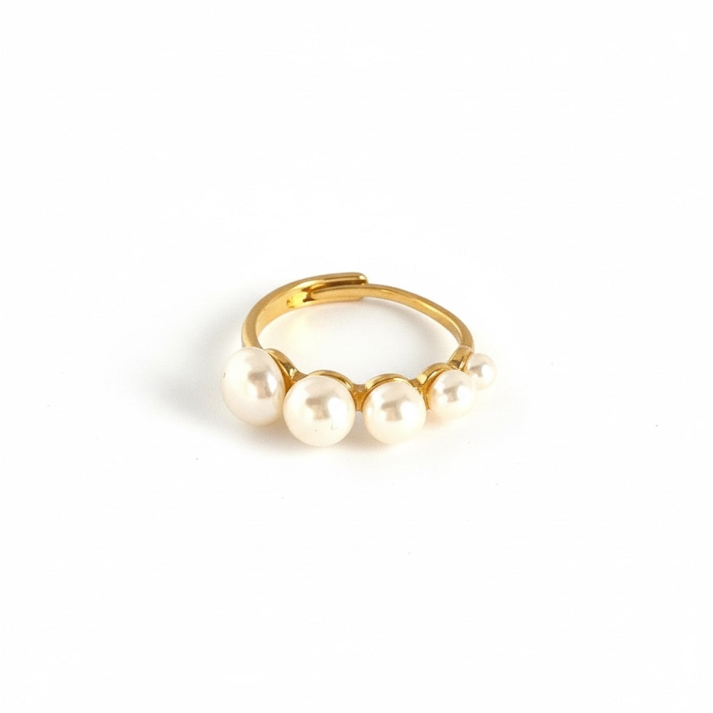 Anel pérolas - Aço inoxidável - Grine Store | Bijuterias