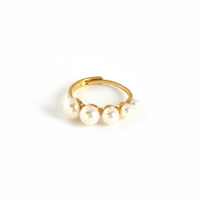 Anel pérolas - Aço inoxidável - Grine Store | Bijuterias
