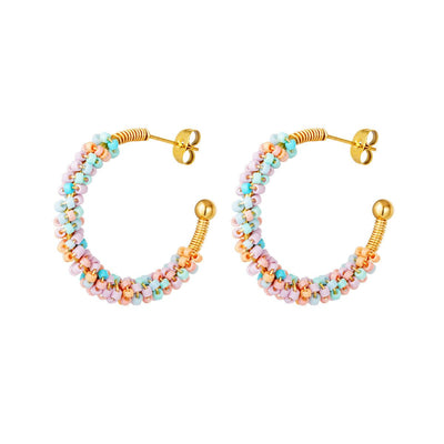 Brincos Colorful Beads Aço Inoxidável - GRINE