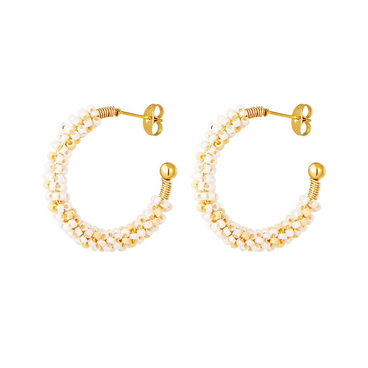 Brincos "Colorfull Beads" em aço inoxidável - Grine Store | Bijuterias