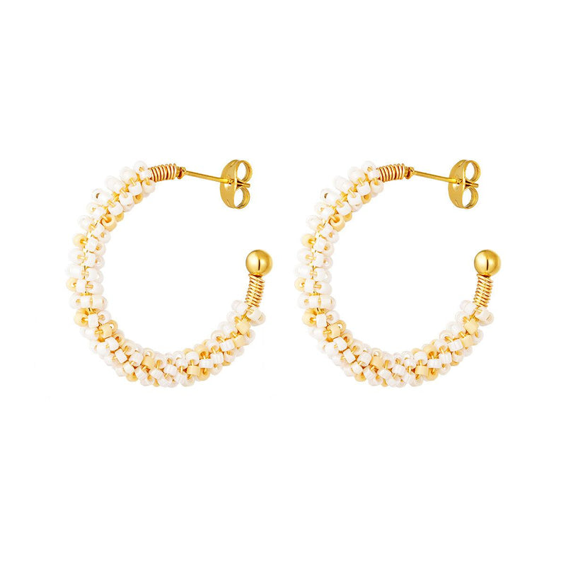 Brincos "Colorfull Beads" em aço inoxidável - Grine Store | Bijuterias