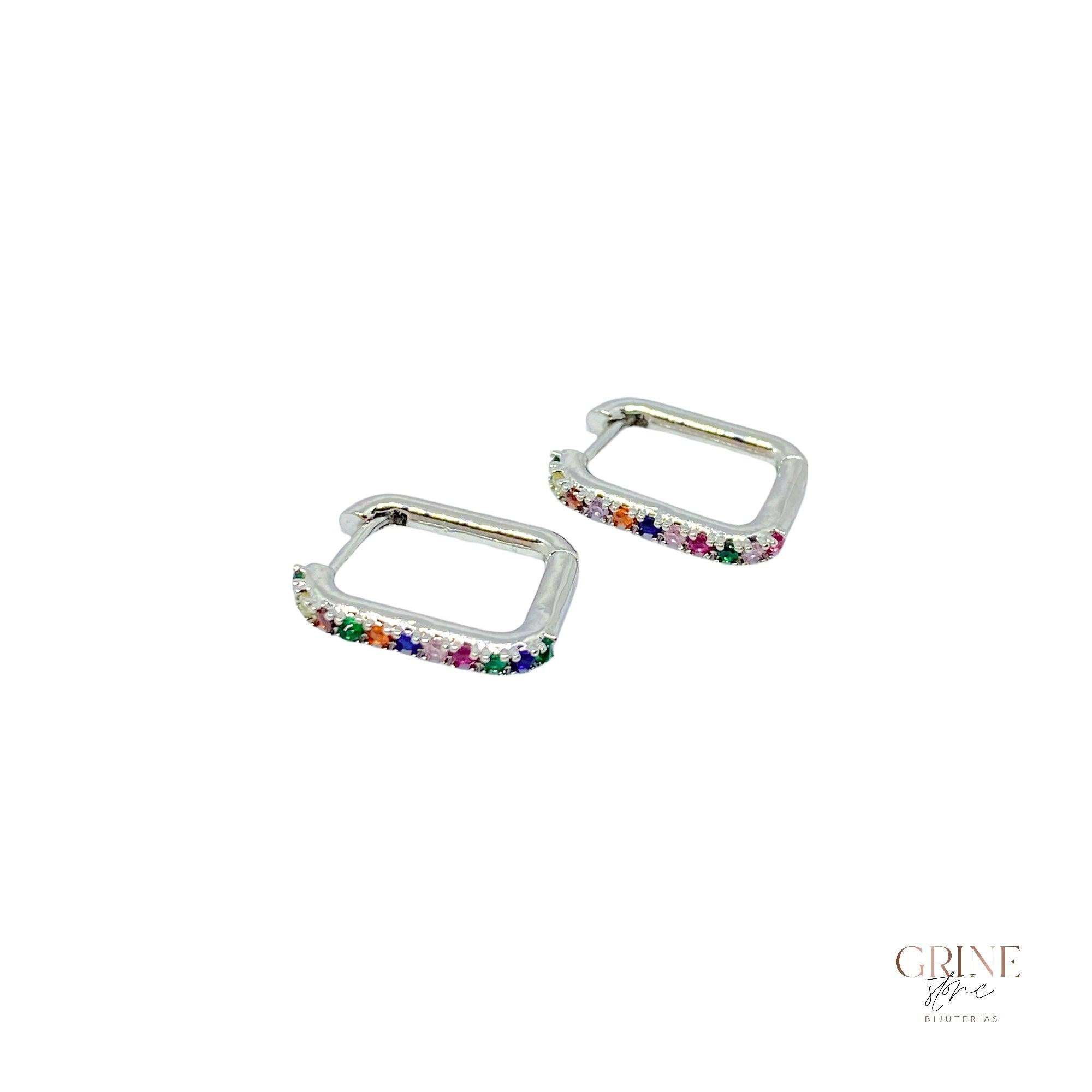 Brincos Coloridos de Ródio e Zirconias - Grine Store | Bijuterias