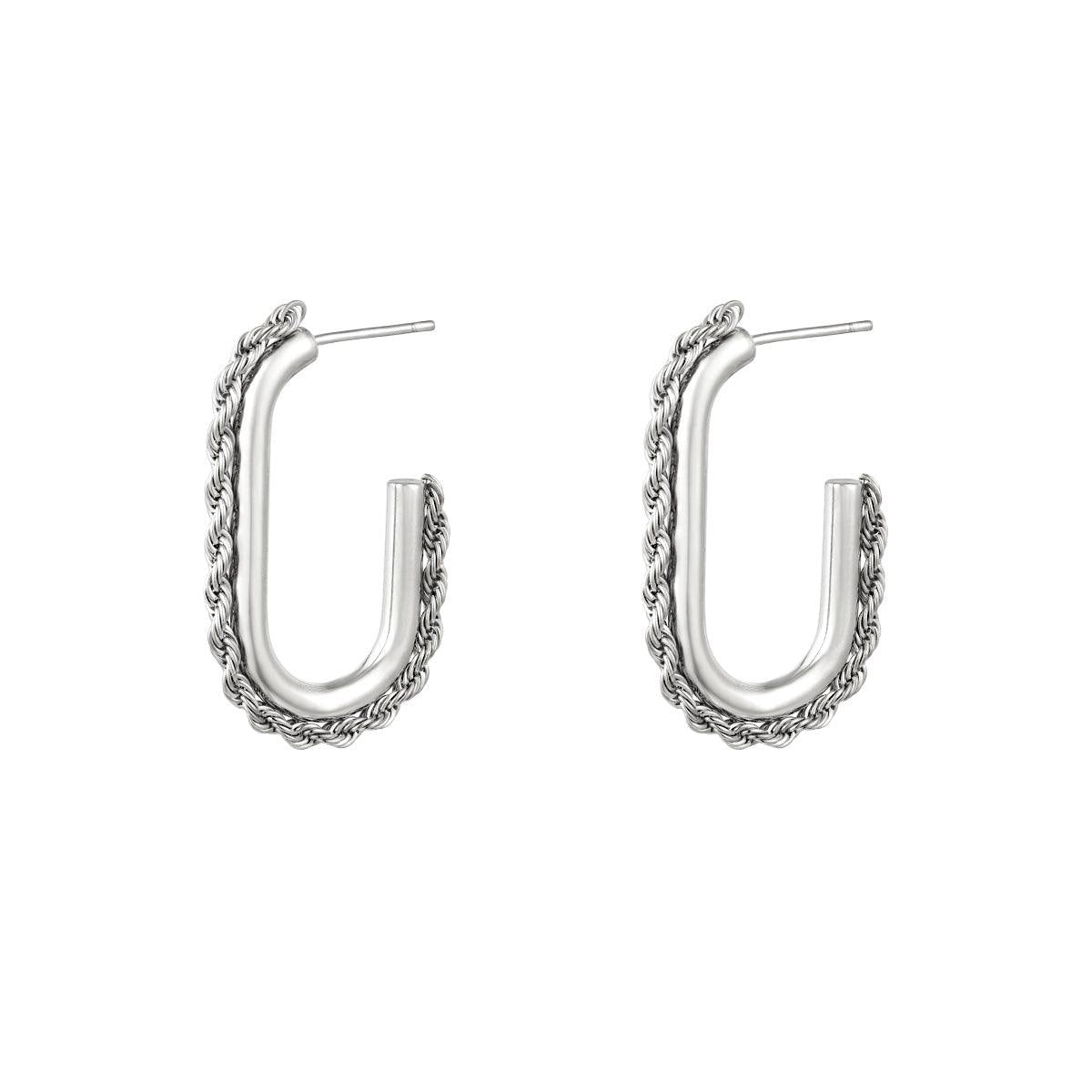 Brincos Oval Twist Aço Inoxidável - GRINE