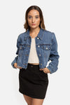 Casaco de Ganga Curto/Cropped (Azul) | Leah - Grine Store | Bijuterias