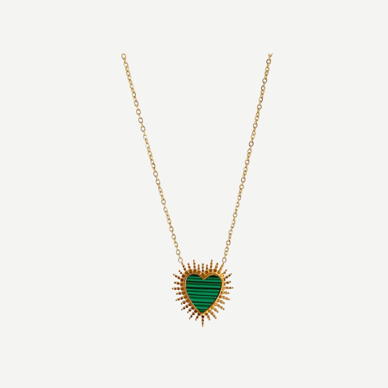 Colar em Aço inoxidável Coração Verde - Grine Store | Bijuterias