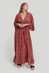 Vestido Boho Largo (Vermelho) | Ivy